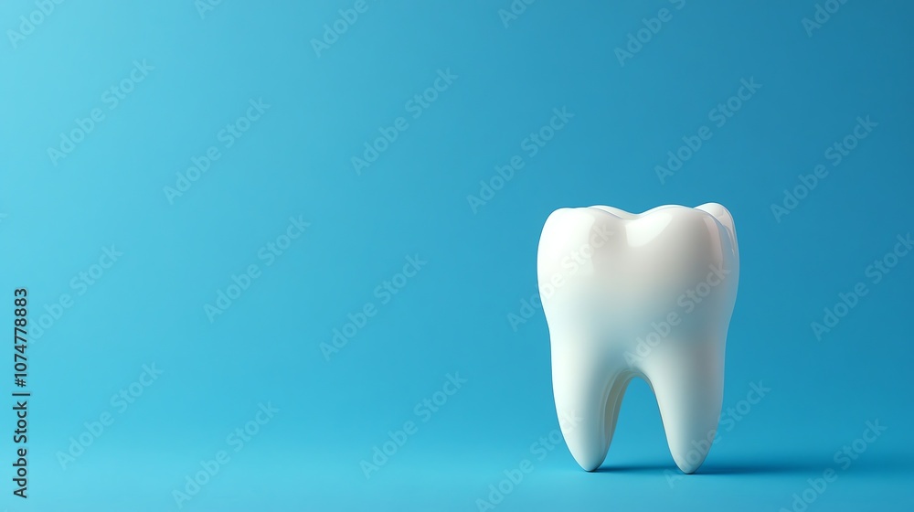 A single white tooth on a blue background. A single white tooth on a blue background.