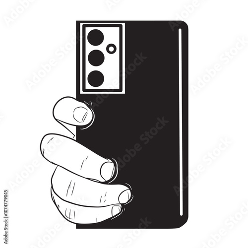 frameless smartphone held by man isolated