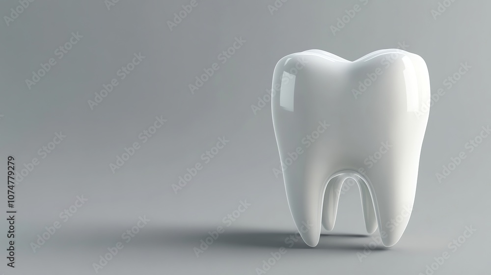 A single white tooth isolated against a gray background. A single white tooth isolated against a gray background.