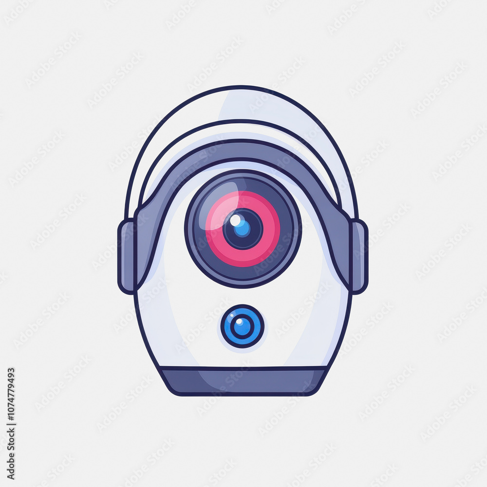 This illustration features a simple flat design of a security camera. The modern and clean aesthetic makes it ideal for technology and safety-related projects. This illustration features a simple flat design of a security camera. The modern and clean aesthetic makes it ideal for technology and safety-related projects.