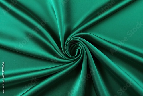 3D Emerald Silk Fabric with Elegant Waves and Luxurious Smooth Texture