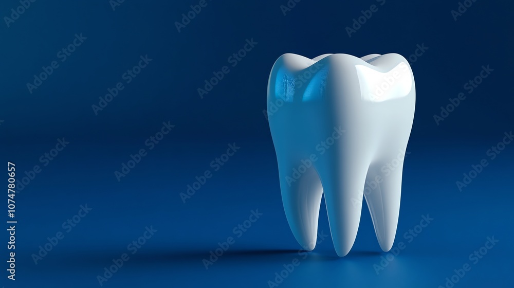 A single white tooth on a blue background. A single white tooth on a blue background.