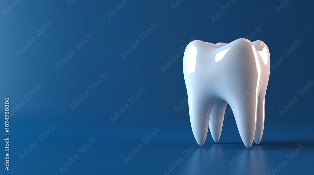 A single white tooth on a blue background. A single white tooth on a blue background.