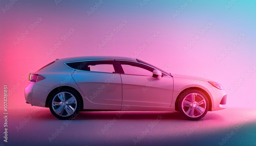 A car side view in solid background, creative car and car concept; surreal abstract futuristic minimal composition A car side view in solid background, creative car and car concept; surreal abstract futuristic minimal composition
