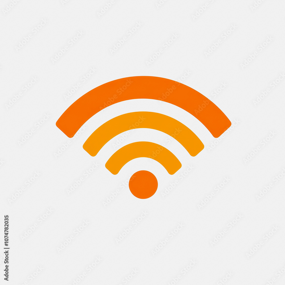 This image features a simple orange Wi-Fi icon on a clean white background, representing wireless connectivity and internet access in a modern design. This image features a simple orange Wi-Fi icon on a clean white background, representing wireless connectivity and internet access in a modern design.
