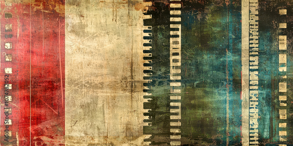 Obraz premium A painting with a red, white, and blue background