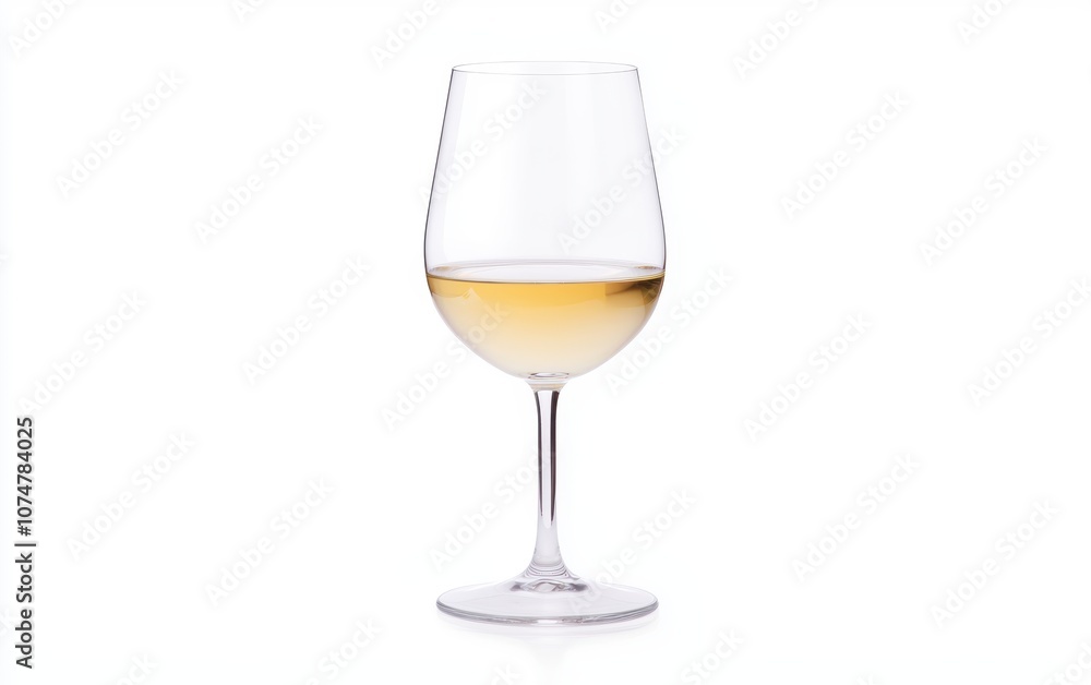 A glass of white wine with soft reflections, highlighting its clarity and vibrancy, timeless and refined design, isolated on white background A glass of white wine with soft reflections, highlighting its clarity and vibrancy, timeless and refined design, isolated on white background