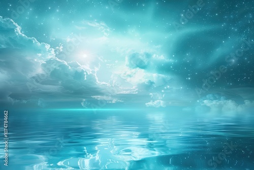 Wallpaper Mural A Calm Sea Under a Starry, Dreamlike Sky Torontodigital.ca