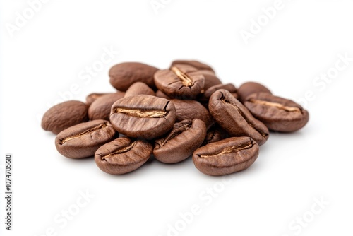 High-Quality Coffee Beans in Soft Focus, Isolated on White Background for Commercial Use, Coffee Beans on White Background