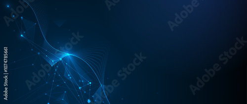 Vector digital datum, molecule background. Big Data, hi tech technology, light line design. Illustration modern network datum system, cyber space, communication internet, futuristic connection concept