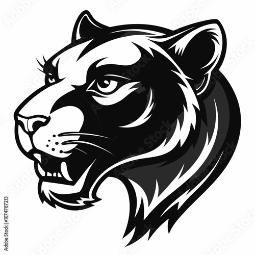 Panther head vector silhouette side view logo style black on a white background