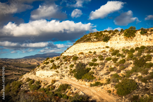 Tranquil Cypriot Landscape: Mountain View with Clear Sky and Sparse Vegetation