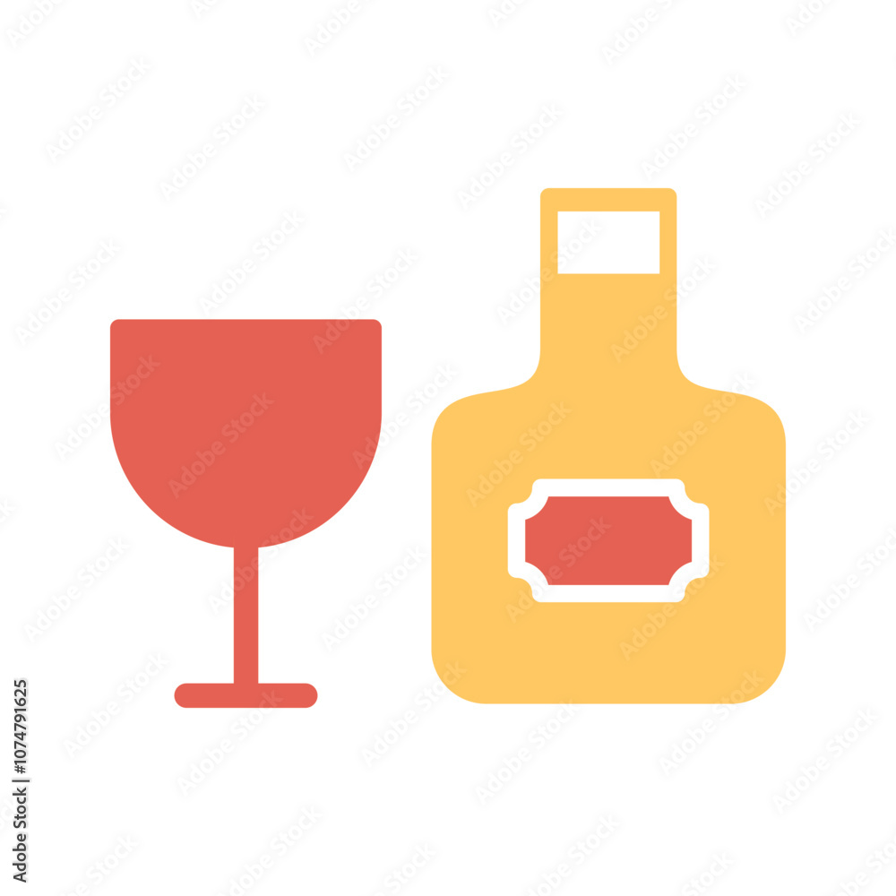 Wine Bottle and Glass Vector Icon Wine Bottle and Glass Vector Icon