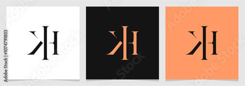 KH or HK Initial Letter Logo Monogram Illustration Vector , Initial Logo for Identity Company Element Vector