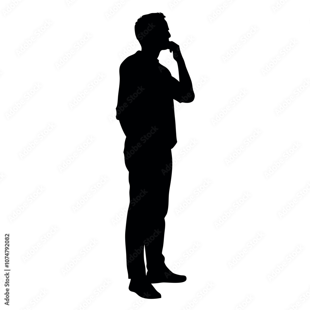 a man thinking pose vector silhouette isolated white background a man thinking pose vector silhouette isolated white background