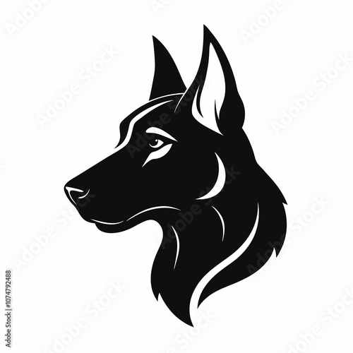 Dog head vector silhouette side view logo style black on a white background