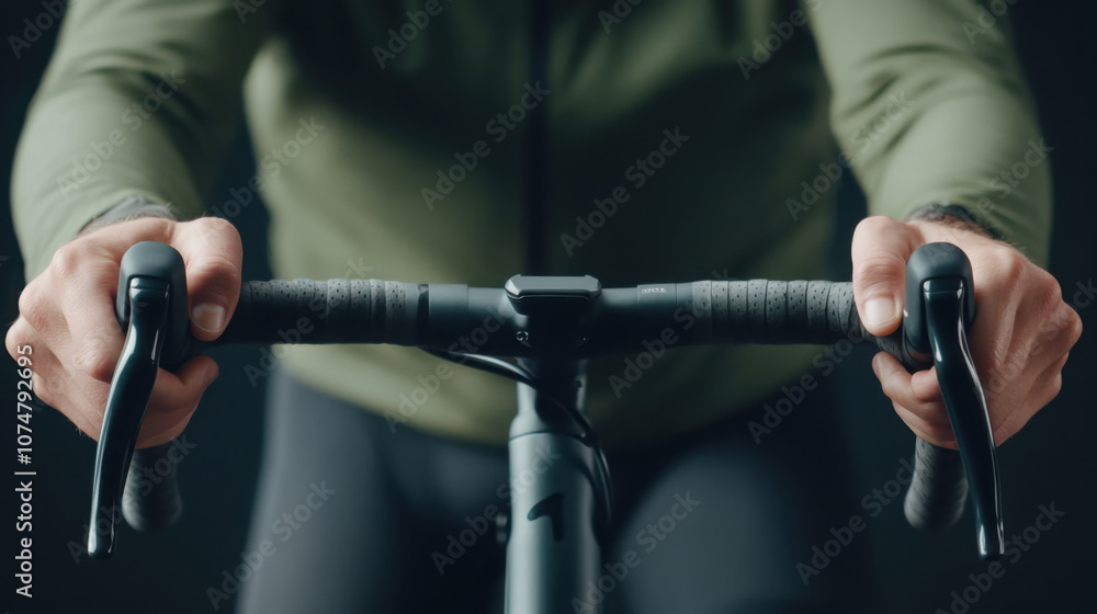 Close-up of hands gripping bicycle handlebars - ready for adventure and speed Close-up of hands gripping bicycle handlebars - ready for adventure and speed