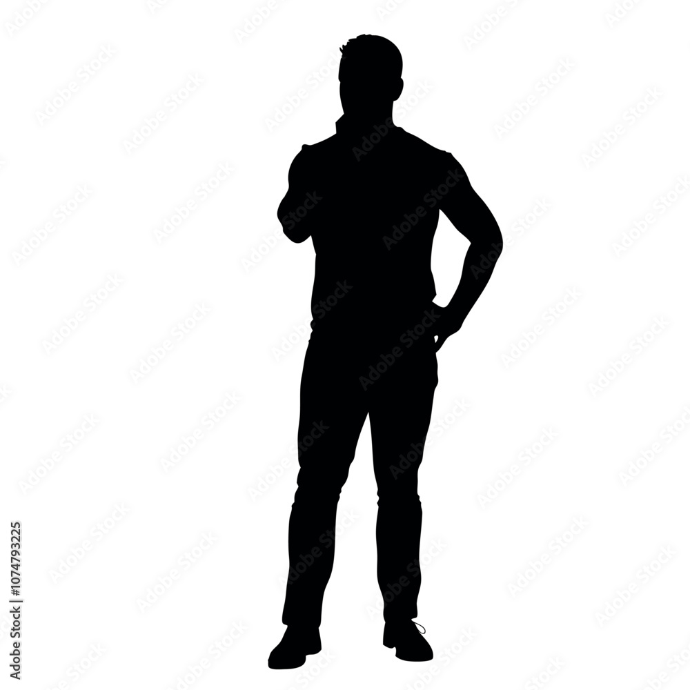 a man thinking pose vector silhouette isolated white background a man thinking pose vector silhouette isolated white background