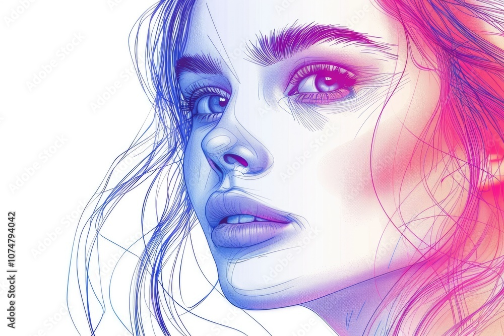 beautiful woman face illustration continous drawing single line art beautiful woman face illustration continous drawing single line art