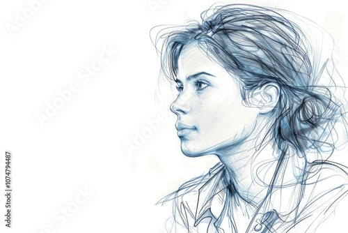 Sketch of woman against white background