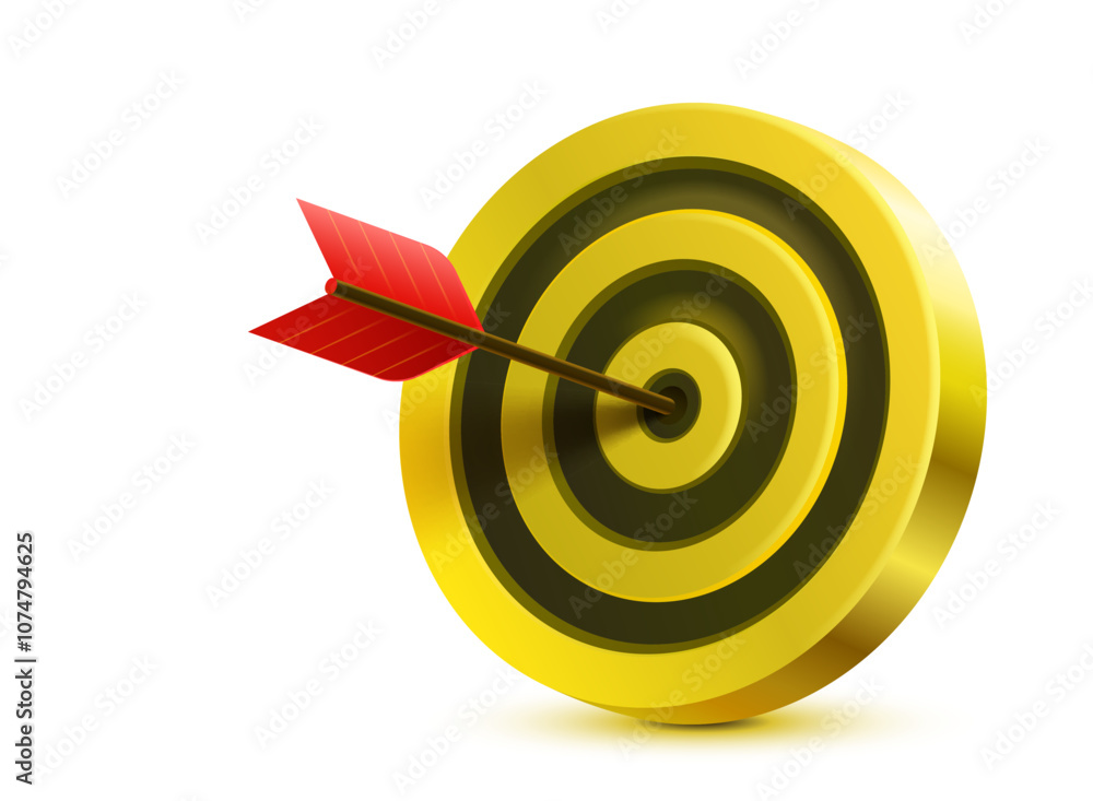 Target and arrow, 3d object on white background. Vector illustration Target and arrow, 3d object on white background. Vector illustration