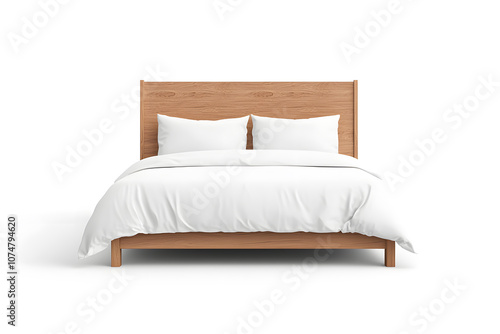 Cozy king-sized bed, 3d mock up, isolated on white background