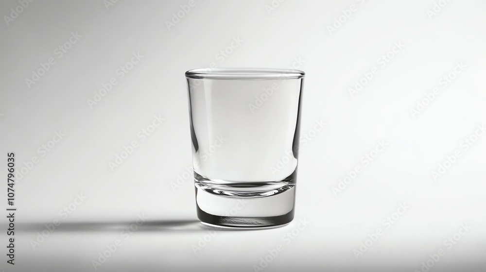 An empty shot glass on a white background.