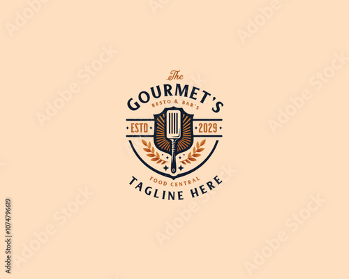 Royal elegant luxury gourmet restaurant logo template for food business