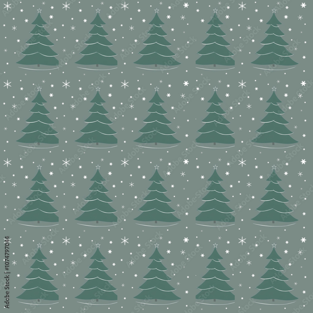 Obraz premium christmas trees seamless pattern