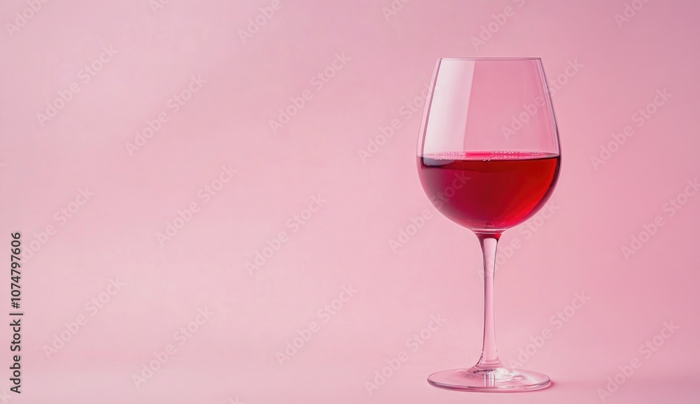 A glass of red wine on a pink background. A glass of red wine on a pink background.