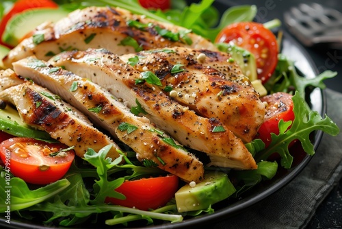 Grilled Chicken Salad with Avocado and Tomatoes