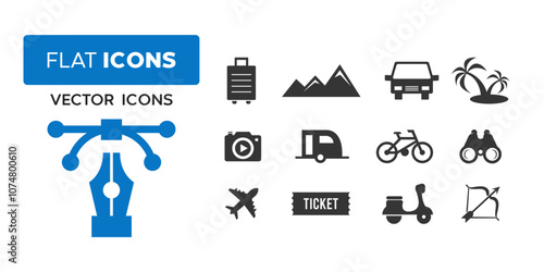 traveling icon vector, suitable for travel icons, roads, and logos, or other uses