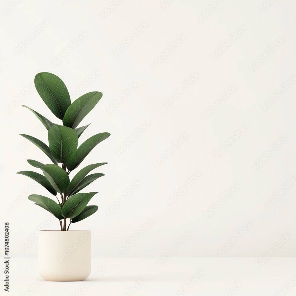 A minimalistic potted plant against a soft white background, perfect for modern decor and interior design imagery. A minimalistic potted plant against a soft white background, perfect for modern decor and interior design imagery.
