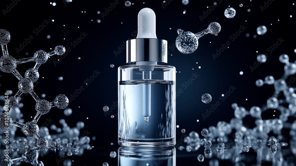 Celestial Youth Elixir, an anti-aging serum suspended in a cosmic void, encircled by sparkling molecules, epitomizing sleek modern science and timeless beauty. Celestial Youth Elixir, an anti-aging serum suspended in a cosmic void, encircled by sparkling molecules, epitomizing sleek modern science and timeless beauty.