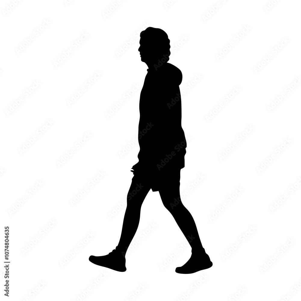 a silhouette of a person walking in a sporty outfit, such as a track jacket and shorts a silhouette of a person walking in a sporty outfit, such as a track jacket and shorts