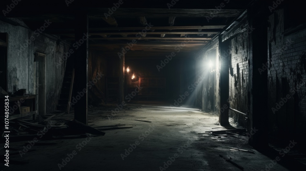 Dark and Abandoned Basement Corridor Dark and Abandoned Basement Corridor