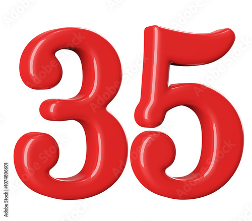 3D Red Number 35