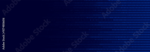 futuristic  data flow to left to right blue cyber network neon light banner background template