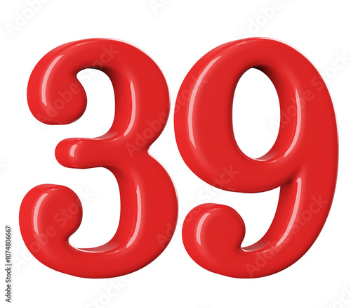 3D Red Number 39