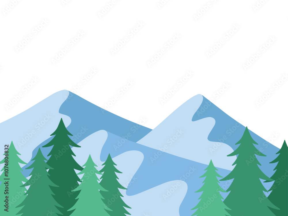 Fototapeta premium Christmas Background Mountain Tree Snowy