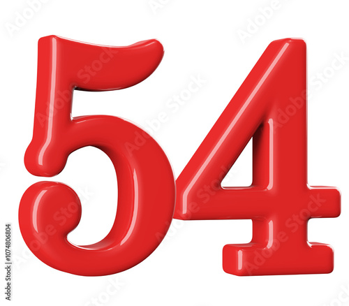 3D Red Number 54 photo