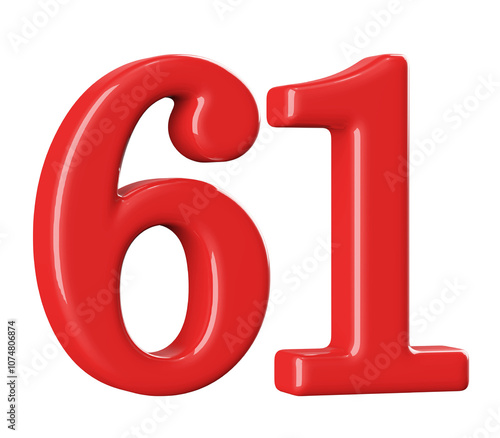 3D Red Number 61