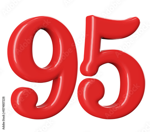 3D Red Number 95