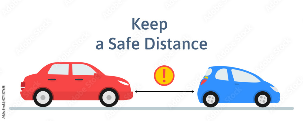 keep a safe car distance on the road vector illustration keep a safe car distance on the road vector illustration