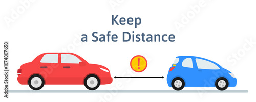 keep a safe car distance on the road vector illustration