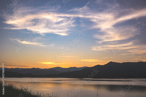 sunset over the river