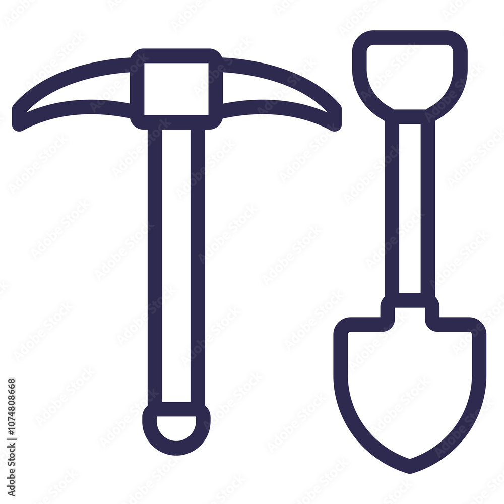 pick axe and shovel line icon pick axe and shovel line icon