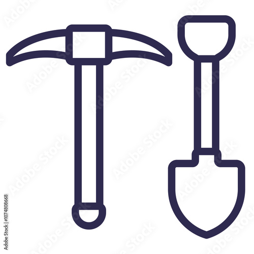 pick axe and shovel line icon photo