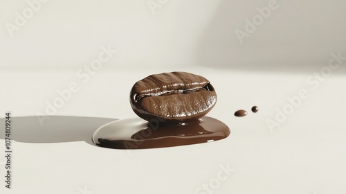 offee beans and coffee water on a white background photo