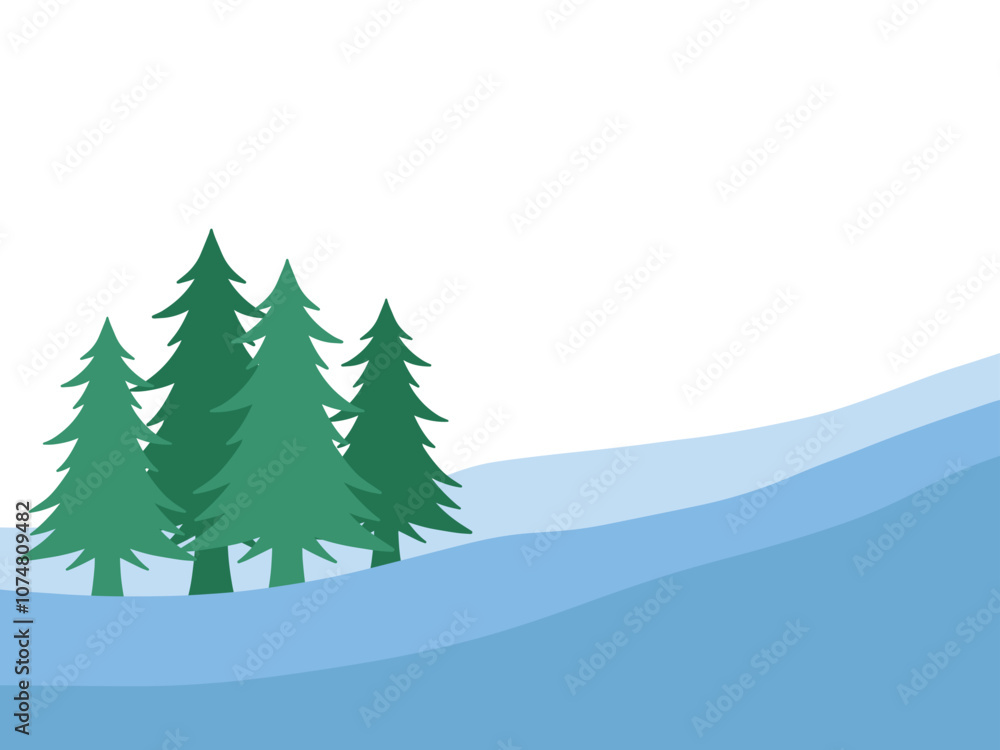 Naklejka premium Christmas Tree Snowy Mountain Background